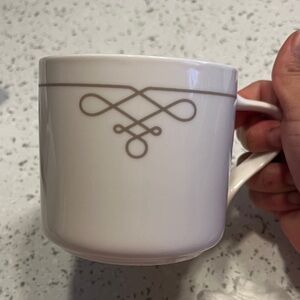 Elegant White Mug with Tan Design